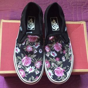 Floral slip on vans. Size 7.5 in women